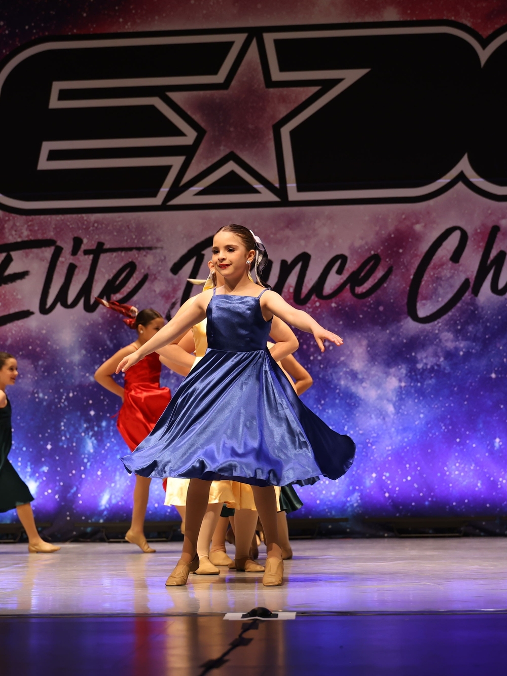 Blue Satin Girls' Twirl Dance Costume Dress